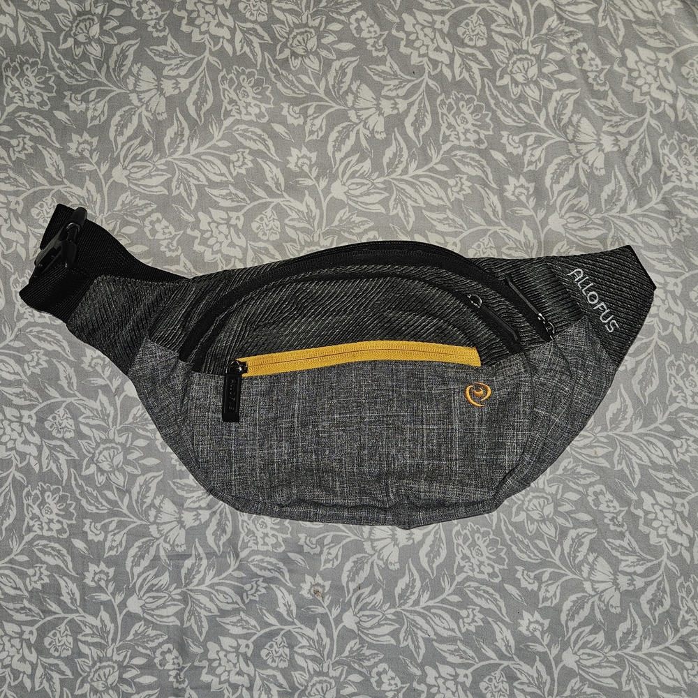 Allofus Gray and Yellow Men's Waist Bag